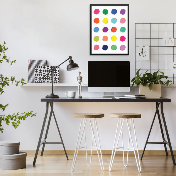 Colorful Circles Art Print | DIGITIAL DOWNLOAD | Rainbow Colors Geometric Shapes Poster | Modern Artwork for Living Room Gallery Wall Decor
