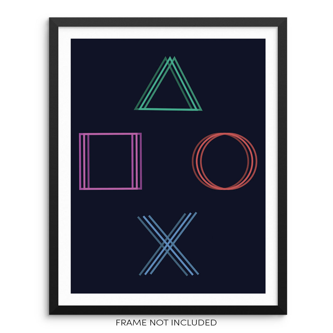 Video Game Wall Poster Control Buttons Gamer Art Print