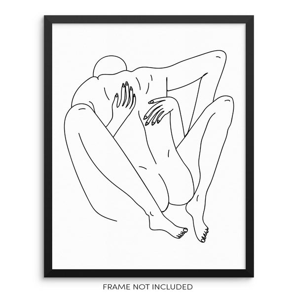 Abstract One Line Drawing Art Print Nude Bodies Poster