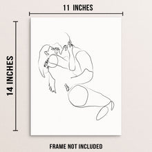 One Line Art Print Abstract Woman and Man Minimalist Poster