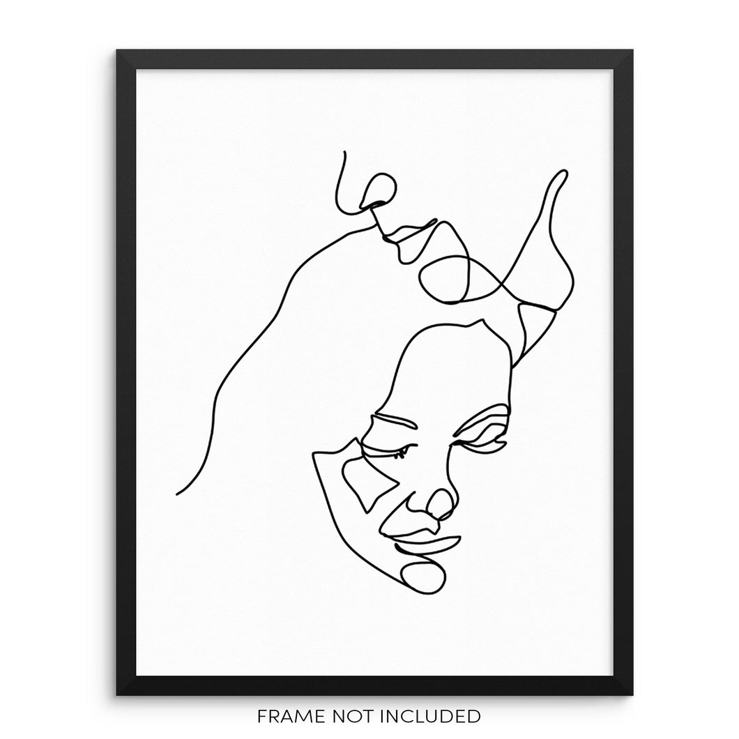 Line Drawing Art Print Abstract Faces Poster