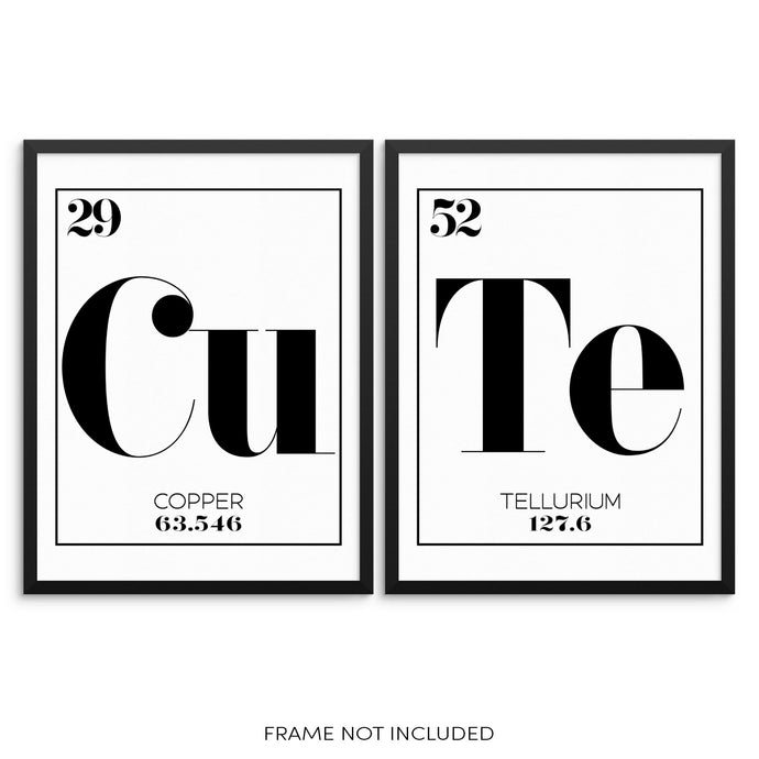 CUTE Periodic Table of Elements Words Art Print Set