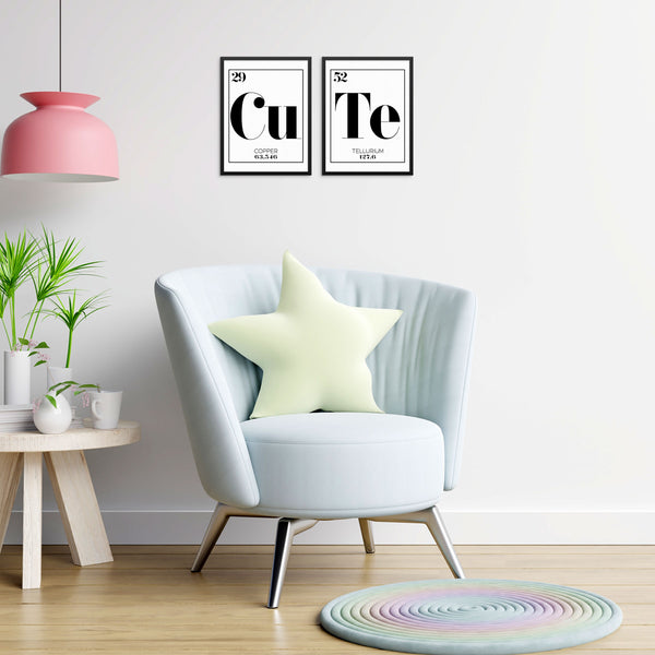 CUTE Periodic Table of Elements Words Art Print Set