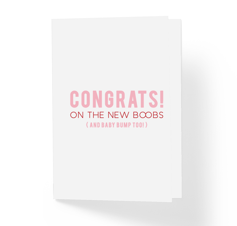 Funny Baby Shower Card Congrats On The New Boobs And Baby Bump Too by Sincerely, Not Greeting Cards and Novelty Gifts