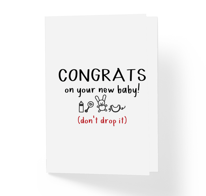Funny Baby Shower Card Congrats on Your New Baby Don't Drop It Adult Greeting Cards by Sincerely, Not
