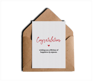 Congratulations Wishing You a Lifetime of Happiness and Orgasms Funny Honest Wedding Card by Sincerely, Not Greeting Cards and Novelty Gifts