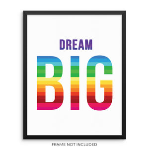 Dream Big Art Print Motivational Quote Colorful Wall Poster