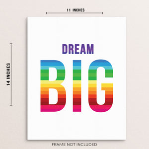 Dream Big Art Print Motivational Quote Colorful Wall Poster