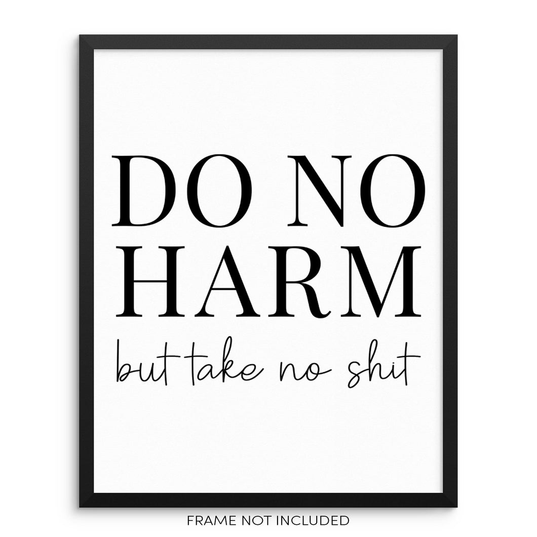 Do No Harm But Take No Shit Inspirational Quote Wall Decor Art Print