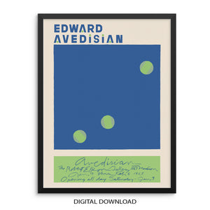 Vintage Gallery Exhibition Art Print Edward Avedisian Geometric Shapes Poster |DIGITAL DOWNLOAD| Mid-Century Wall Art for Living Room Decor