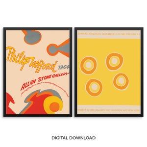 Set of 2 Vintage Gallery Wall Exhibition Art Prints Colorful Abstract Posters |DIGITAL DOWNLOAD| Mid-Century Wall Art for Living Room Decor