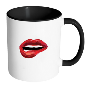 Red Lips Fashion Statement Coffee Mug 11oz Ceramic Tea Cup Exclusive Design by Sincerely, Not