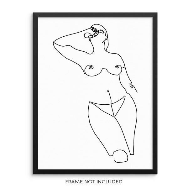 Line Drawing Woman's Body Shape Print Female Silhouette Drawing Poster
