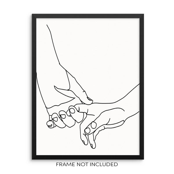 Abstract Hands Line Drawing Art Print Minimalist Poster