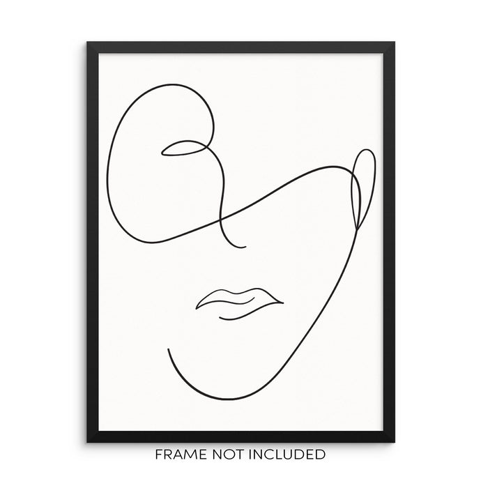Abstract Face Line Drawing Art Print Minimalist Wall Decor Poster