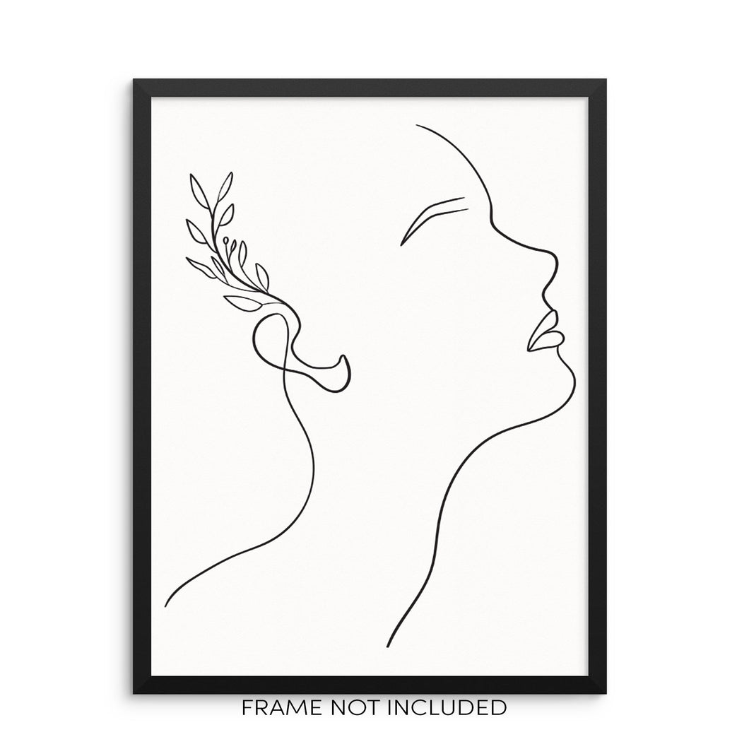 Abstract Face Line Drawing Art Print Minimalist Wall Decor Poster