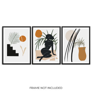 Abstract Woman's Body and Geometric Shapes Mid-Century Art Prints Set