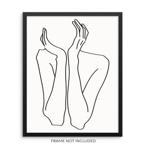 Abstract Nude Woman Body Figure Wall Decor One Line Art Print Poster