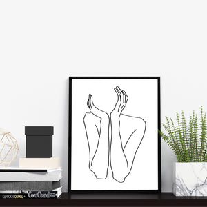 Abstract Nude Woman Body Figure Wall Decor One Line Art Print Poster