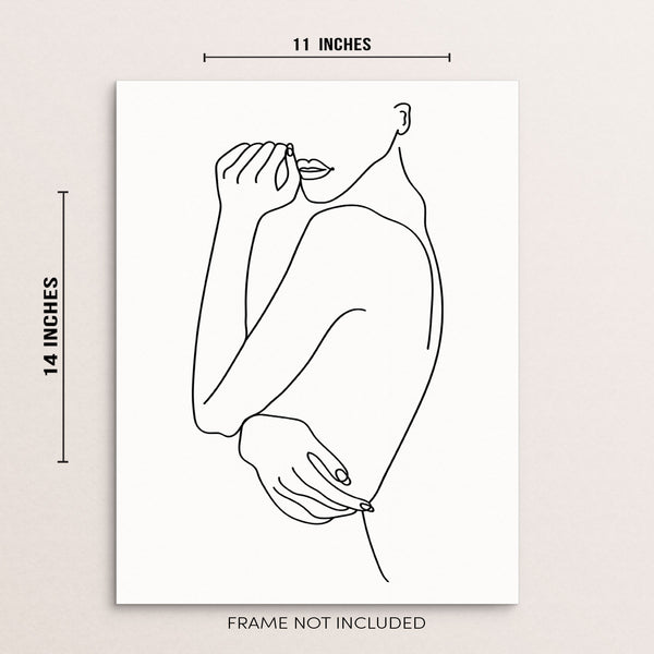Minimalist One Line Drawing Art Print Poster Abstract Nude Body Shape