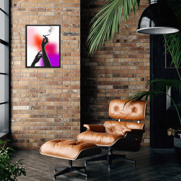 Woman Smoking Art Print Trendy Fashion Poster | DIGITAL DOWNLOAD | Colorful Artwork for Entryway Living Room or Bart Cart Gallery Wall Decor 