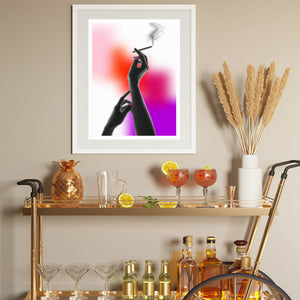 Woman Smoking Art Print Trendy Fashion Poster | DIGITAL DOWNLOAD | Colorful Artwork for Entryway Living Room or Bart Cart Gallery Wall Decor 
