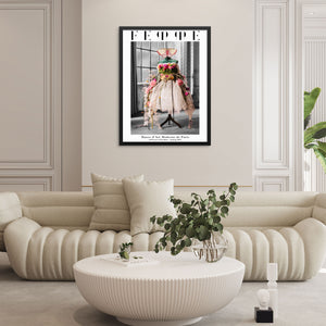 Trendy Altered Wall Art Print Femme Fashion Paris Museum Poster DIGITAL DOWNLOAD Colorful Dress with Flowers Artwork for Bedroom Living Room 