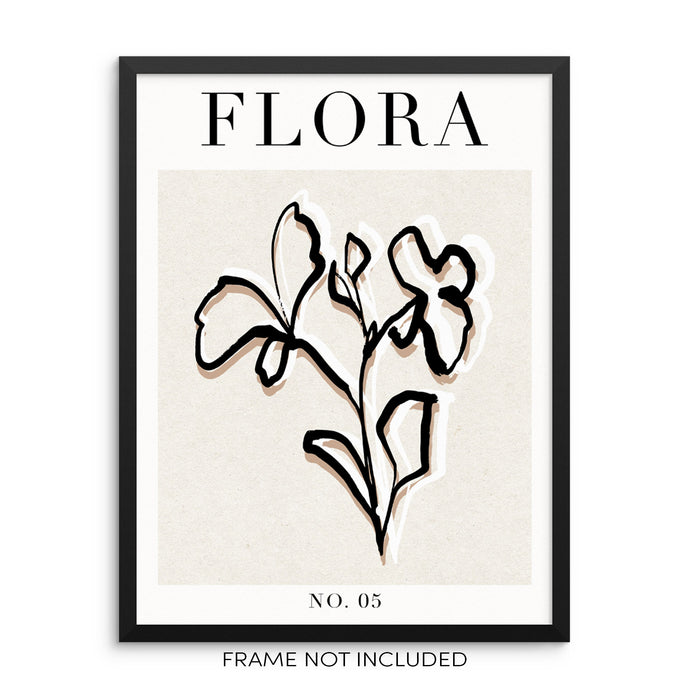 Minimalist Flower Line Art Print Abstract Botanical Flora Poster