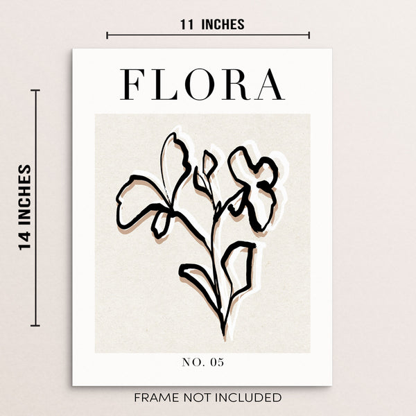 Minimalist Flower Line Art Print Abstract Botanical Flora Poster