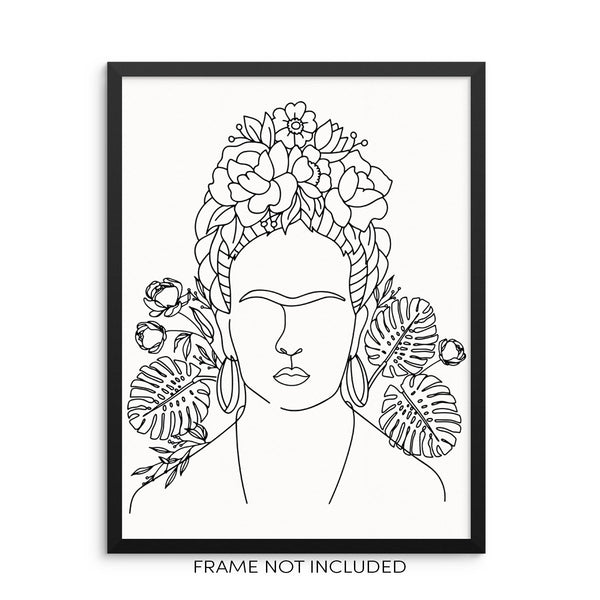 One Line Wall Art Print Woman's Body Shape with Flowers Trendy Poster