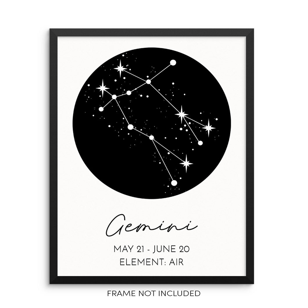 GEMINI Constellation Art Print Astrological Zodiac Sign Wall Poster