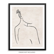 One Line Drawing Art Print Abstract Woman's Face with Leaves Poster