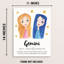 Girl's GEMINI Zodiac Sign Art Print Horoscope Constellation Poster