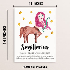 Girls SAGITTARIUS Zodiac Sign Art Print Horoscope Constellation Poster