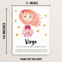 Girl's VIRGO Zodiac Sign Art Print Horoscope Constellation Poster
