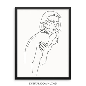 Abstract Woman Nude Body One Line Art Print DIGITAL DOWNLOAD Poster