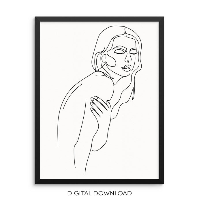 Abstract Woman Nude Body One Line Art Print DIGITAL DOWNLOAD Poster