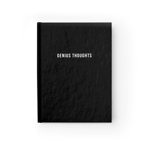 Genius Thoughts Motivational Quote Black Hardcover Ruled Notebook by Sincerely, Not
