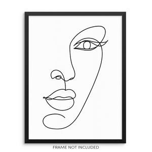 Minimalist One Line Drawing Abstract Woman's Face Art Print