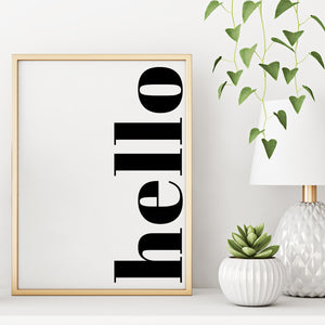 Hello Greeting Modern Welcome Sign Wall Decor Art Print Poster