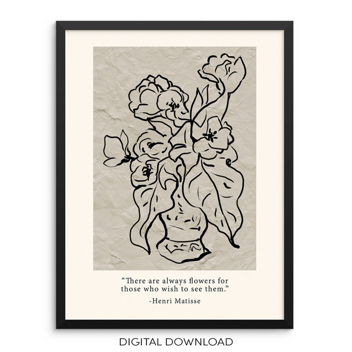 Henri Matisse Minimalist Wall Art Print Abstract Botanical Flowers Poster DIGITAL FILE