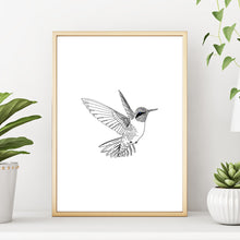 Minimalist Line Drawing Hummingbird Wall Decor Art Print