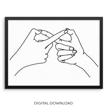 I Love You Sign Language ASL Art Print Line Drawing DIGITAL DOWNLOAD