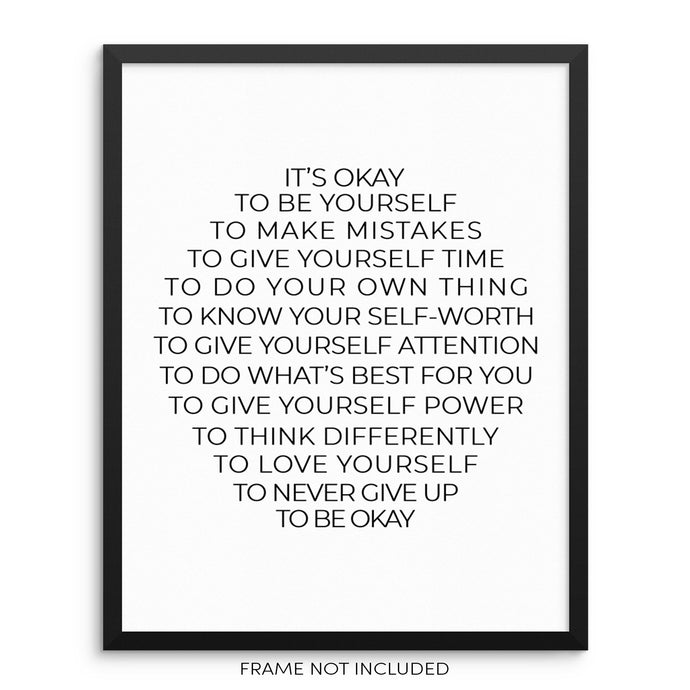 Inspirational Quote Wall Art Print Poster It's Okay To Be Yourself