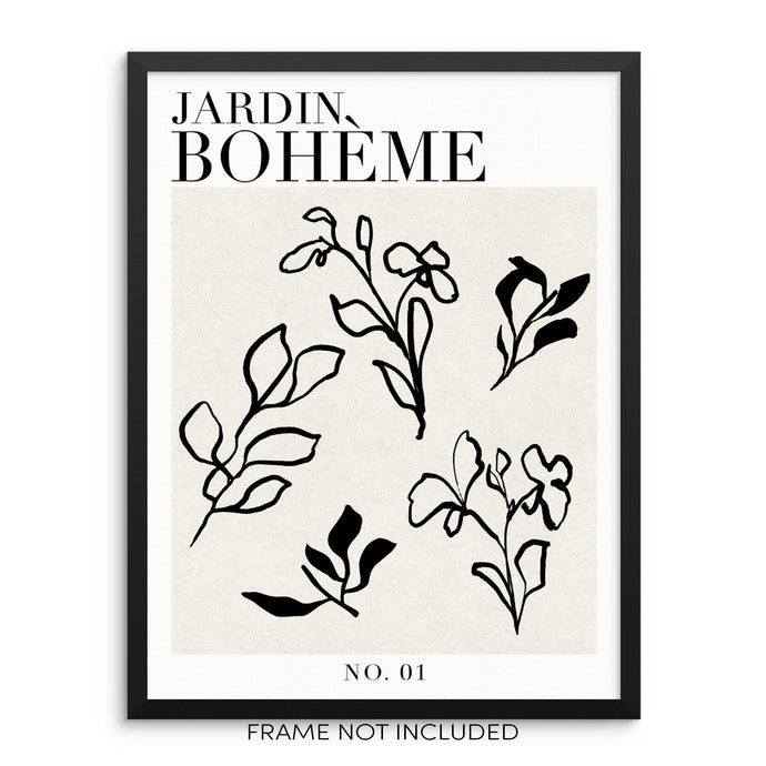 One Line Botanical Art Print Jardin Boheme Abstract Flowers Poster