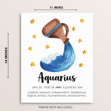 Kid's AQUARIUS Zodiac Sign Art Print Horoscope Constellation Poster