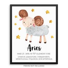 Kids ARIES Zodiac Sign Art Print Children's Horoscope Constellation Poster