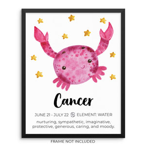 Kid's CANCER Zodiac Sign Art Print Horoscope Constellation Poster