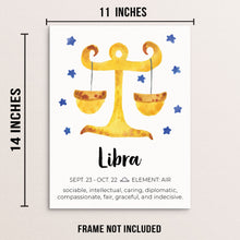 Kid's LIBRA Zodiac Sign Art Print Horoscope Constellation Poster
