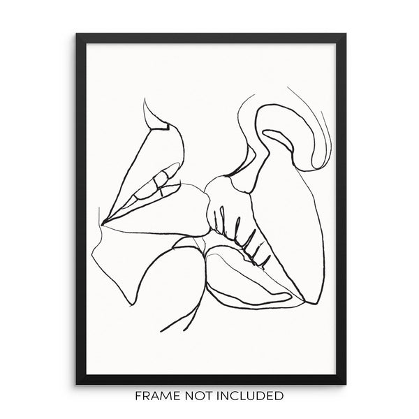 One Line Art Print Abstract Lips Poster